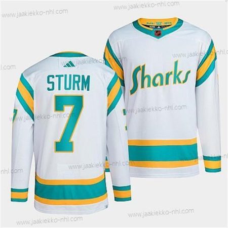 Miesten San Jose Sharks #7 Nico Sturm Valkoinen 2022 Käänteinen Retro Ommeltu Paita