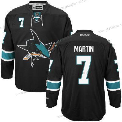 Miesten San Jose Sharks #7 Paul Martin Musta Vieraspaita Paita