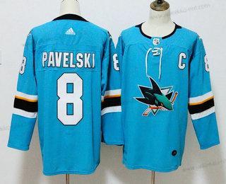 Miesten San Jose Sharks #8 Joe Pavelski Sinivihreä Sininen 2017-2018 Jääkiekko Ommeltu NHL Paita