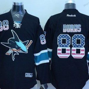 Miesten San Jose Sharks #88 Brent Burns Musta USA Flag Jääkiekko Paita