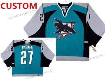 Miesten San Jose Sharks Mukautettu Sininen Harmaa Musta 2003 CCM Retro NHL Kotiottelupaita Jääkiekko Paita