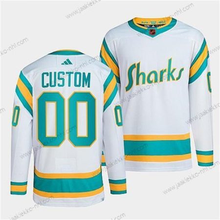 Miesten San Jose Sharks Mukautettu Valkoinen 2022 Käänteinen Retro Ommeltu Paita