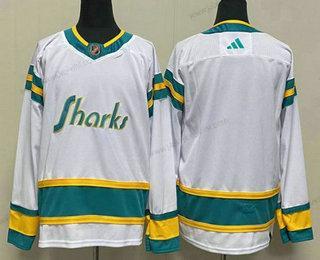 Miesten San Jose Sharks Tyhjä Valkoinen 2022 Käänteinen Retro Ommeltu Paita