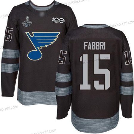 Miesten Sininens #15 Robby Fabbri Musta 1917-2017 100th Vuosipäivä Stanley Cup Champions Ommeltu Jääkiekko Paita