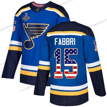 Miesten Sininens #15 Robby Fabbri Sininen Kotiottelupaita Aito USA Flag Stanley Cup Champions Ommeltu Jääkiekko Paita