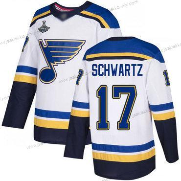 Miesten Sininens #17 Jaden Schwartz Valkoinen Road Aito Stanley Cup Champions Ommeltu Jääkiekko Paita