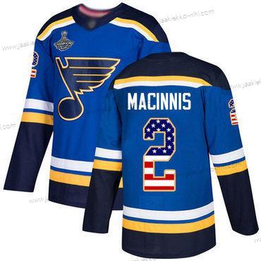 Miesten Sininens #2 Al Macinnis Sininen Kotiottelupaita Aito USA Flag Stanley Cup Champions Ommeltu Jääkiekko Paita