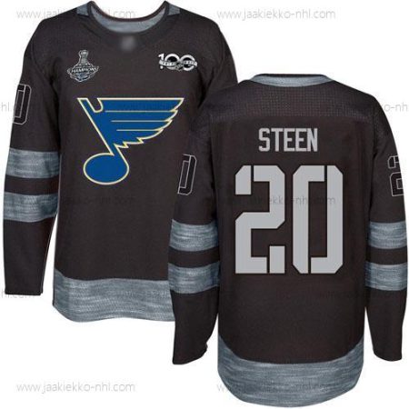 Miesten Sininens #20 Alexander Steen Musta 1917-2017 100th Vuosipäivä Stanley Cup Champions Ommeltu Jääkiekko Paita