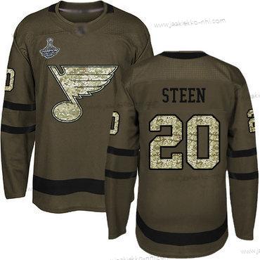 Miesten Sininens #20 Alexander Steen Vihreä Salute to Service Stanley Cup Champions Ommeltu Jääkiekko Paita