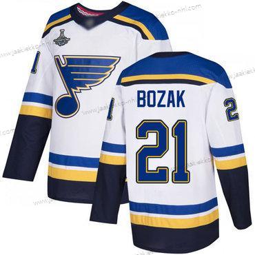 Miesten Sininens #21 Tyler Bozak Valkoinen Road Aito Stanley Cup Champions Ommeltu Jääkiekko Paita