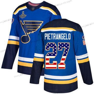 Miesten Sininens #27 Alex Pietrangelo Sininen Kotiottelupaita Aito USA Flag Stanley Cup Champions Ommeltu Jääkiekko Paita