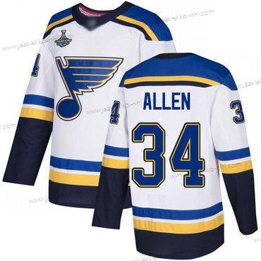 Miesten Sininens #34 Jake Allen Valkoinen Road Aito Stanley Cup Champions Ommeltu Jääkiekko Paita