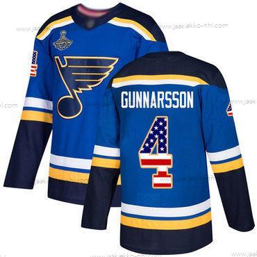 Miesten Sininens #4 Carl Gunnarsson Sininen Kotiottelupaita Aito USA Flag Stanley Cup Champions Ommeltu Jääkiekko Paita