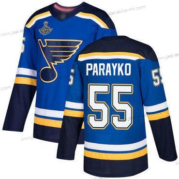 Miesten Sininens #55 Colton Parayko Sininen Kotiottelupaita Aito Stanley Cup Champions Ommeltu Jääkiekko Paita