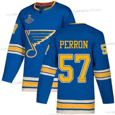 Miesten Sininens #57 David Perron Sininen Vaihtopaita Aito Stanley Cup Champions Ommeltu Jääkiekko Paita