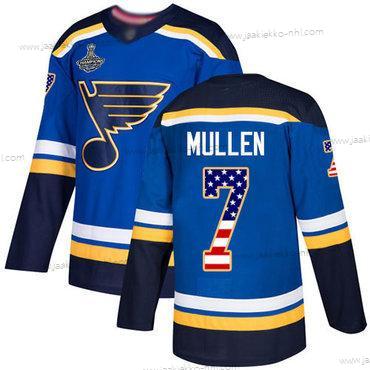 Miesten Sininens #7 Joe Mullen Sininen Kotiottelupaita Aito USA Flag Stanley Cup Champions Ommeltu Jääkiekko Paita