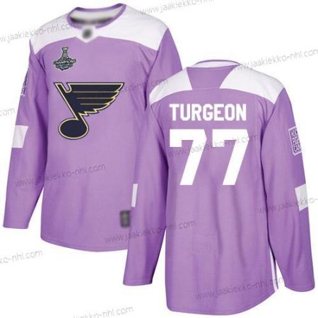 Miesten Sininens #77 Pierre Turgeon Violetti Aito Taistelee syöpää vastaan Stanley Cup Champions Ommeltu Jääkiekko Paita