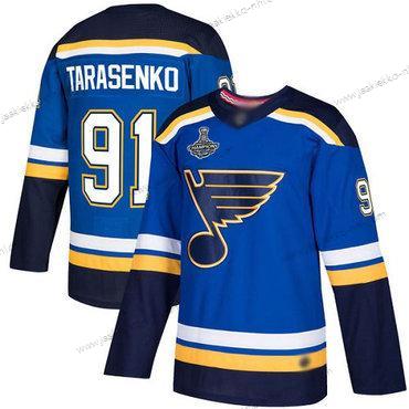 Miesten Sininens #91 Vladimir Tarasenko Sininen Kotiottelupaita Aito Stanley Cup Champions Ommeltu Jääkiekko Paita