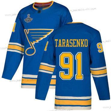 Miesten Sininens #91 Vladimir Tarasenko Sininen Vaihtopaita Aito Stanley Cup Champions Ommeltu Jääkiekko Paita