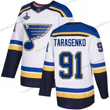 Miesten Sininens #91 Vladimir Tarasenko Valkoinen Road Aito Stanley Cup Champions Ommeltu Jääkiekko Paita