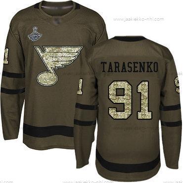 Miesten Sininens #91 Vladimir Tarasenko Vihreä Salute to Service Stanley Cup Champions Ommeltu Jääkiekko Paita