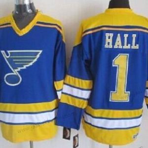 Miesten St. Louis Blues #1 Glenn Hall Sininen Retro CCM Paita