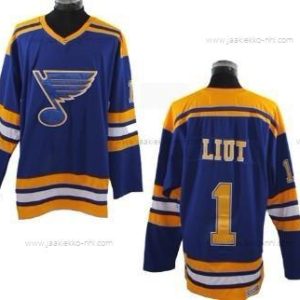 Miesten St. Louis Blues #1 Mike Liut Sininen Retro CCM Paita