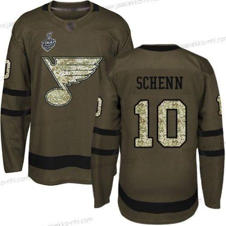 Miesten St. Louis Blues #10 Brayden Schenn Vihreä Salute to Service 2019 Stanley Cup Final Bound Ommeltu Jääkiekko Paita