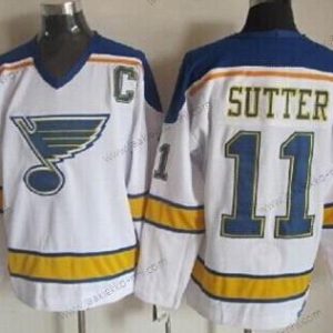 Miesten St. Louis Blues #11 Brian Sutter Valkoinen Retro CCM Paita