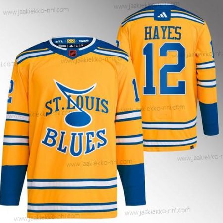 Miesten St. Louis Blues #12 Kevin Hayes Keltainen 2022-23 Käänteinen Retro Ommeltu Paita