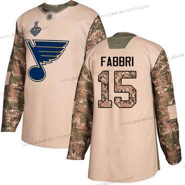 Miesten St. Louis Blues #15 Robby Fabbri Maastokuvio Aito 2017 Veterans Day 2019 Stanley Cup Final Bound Ommeltu Jääkiekko Paita