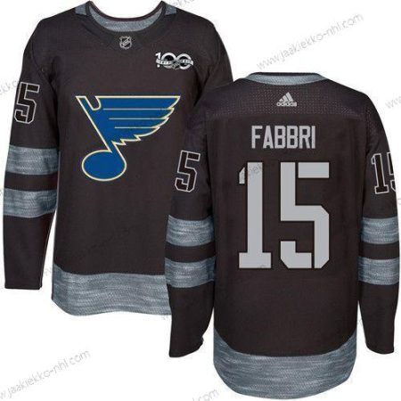 Miesten St. Louis Blues #15 Robby Fabbri Musta 1917-2017 100th Vuosipäivä Ommeltu NHL Paita