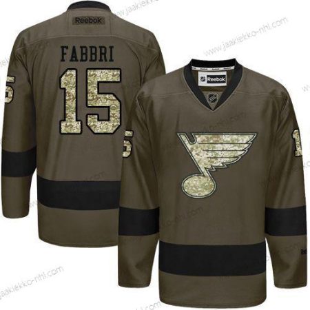 Miesten St. Louis Blues #15 Robby Fabbri Vihreä Salute to Service Ommeltu NHL Paita