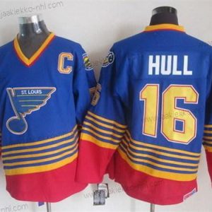 Miesten St. Louis Blues #16 Brett Hull 1995 Sininen Retro CCM Paita