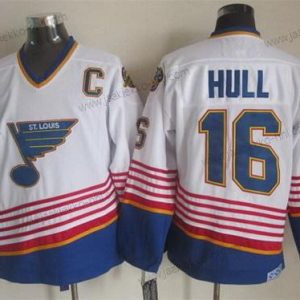 Miesten St. Louis Blues #16 Brett Hull 1995 Valkoinen Retro CCM Paita