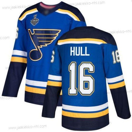 Miesten St. Louis Blues #16 Brett Hull Sininen Kotiottelupaita Aito 2019 Stanley Cup Final Bound Ommeltu Jääkiekko Paita