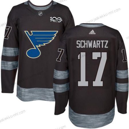 Miesten St. Louis Blues #17 Jaden Schwartz Musta 1917-2017 100th Vuosipäivä Ommeltu NHL Paita