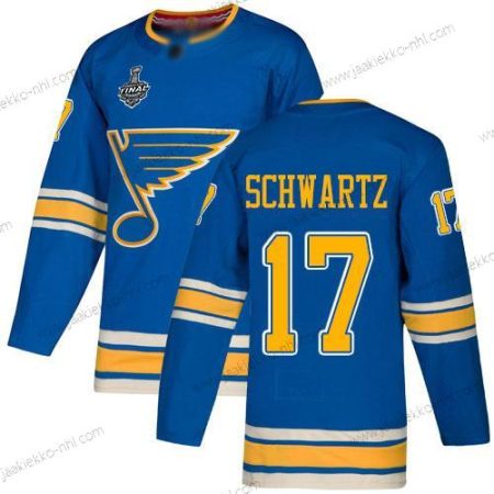 Miesten St. Louis Blues #17 Jaden Schwartz Sininen Vaihtopaita Aito 2019 Stanley Cup Final Bound Ommeltu Jääkiekko Paita