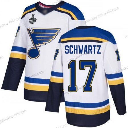 Miesten St. Louis Blues #17 Jaden Schwartz Valkoinen Road Aito 2019 Stanley Cup Final Bound Ommeltu Jääkiekko Paita