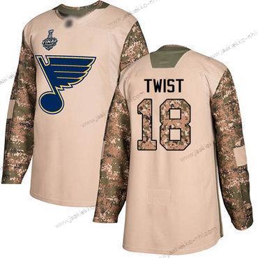 Miesten St. Louis Blues #18 Tony Twist Maastokuvio Aito 2017 Veterans Day 2019 Stanley Cup Final Bound Ommeltu Jääkiekko Paita