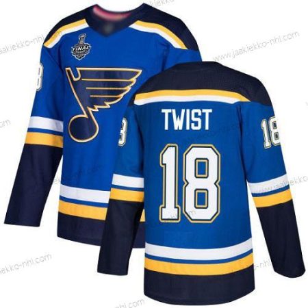 Miesten St. Louis Blues #18 Tony Twist Sininen Kotiottelupaita Aito 2019 Stanley Cup Final Bound Ommeltu Jääkiekko Paita