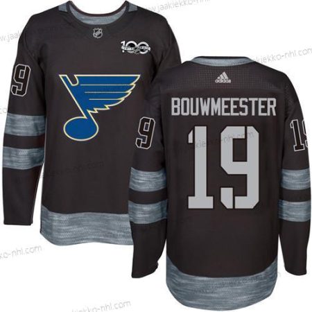 Miesten St. Louis Blues #19 Jay Bouwmeester Musta 1917-2017 100th Vuosipäivä Ommeltu NHL Paita