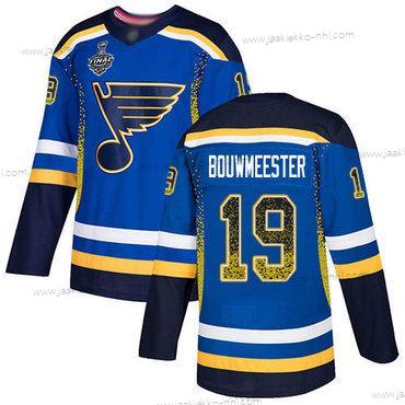 Miesten St. Louis Blues #19 Jay Bouwmeester Sininen Kotiottelupaita Aito 2019 Stanley Cup Final Bound Ommeltu Jääkiekko Paita Versio 2