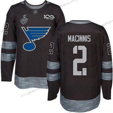 Miesten St. Louis Blues #2 Al Macinnis Musta 1917-2017 100th Vuosipäivä 2019 Stanley Cup Final Bound Ommeltu Jääkiekko Paita