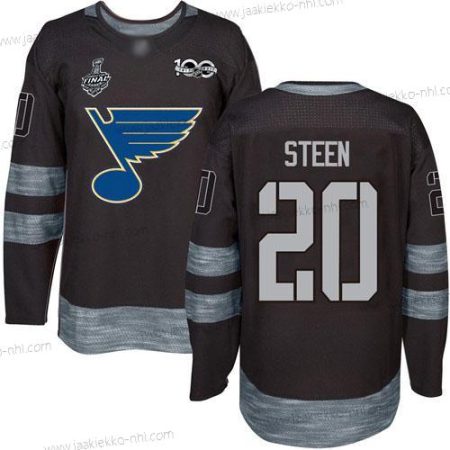 Miesten St. Louis Blues #20 Alexander Steen Musta 1917-2017 100th Vuosipäivä 2019 Stanley Cup Final Bound Ommeltu Jääkiekko Paita