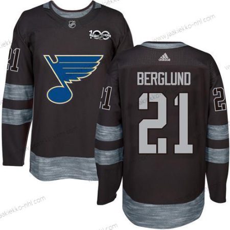 Miesten St. Louis Blues #21 Patrik Berglund Musta 1917-2017 100th Vuosipäivä Ommeltu NHL Paita