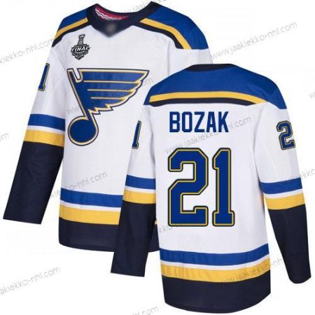 Miesten St. Louis Blues #21 Tyler Bozak Valkoinen Road Aito 2019 Stanley Cup Final Bound Ommeltu Jääkiekko Paita