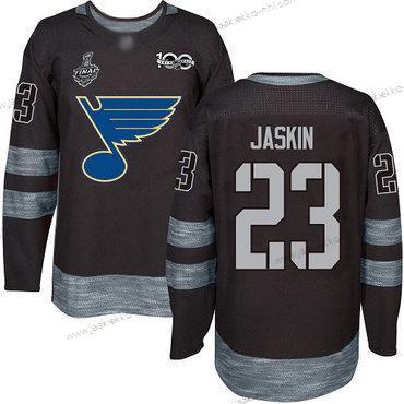 Miesten St. Louis Blues #23 Dmitrij Jaskin Musta 1917-2017 100th Vuosipäivä 2019 Stanley Cup Final Bound Ommeltu Jääkiekko Paita