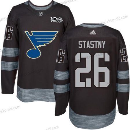 Miesten St. Louis Blues #26 Paul Stastny Musta 1917-2017 100th Vuosipäivä Ommeltu NHL Paita