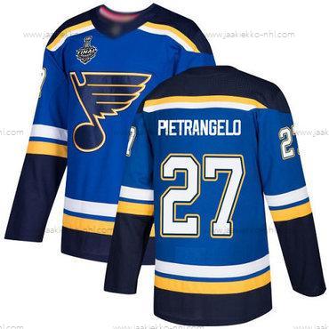 Miesten St. Louis Blues #27 Alex Pietrangelo Sininen Kotiottelupaita Aito 2019 Stanley Cup Final Bound Ommeltu Jääkiekko Paita